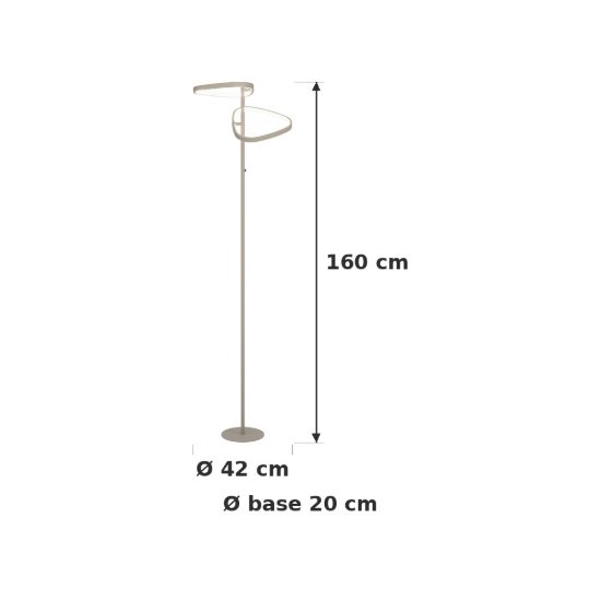 Eglo leporano piantana led 20w cct 2700k 6500k 160cm dimmerabile moderna triangolare sabbia
