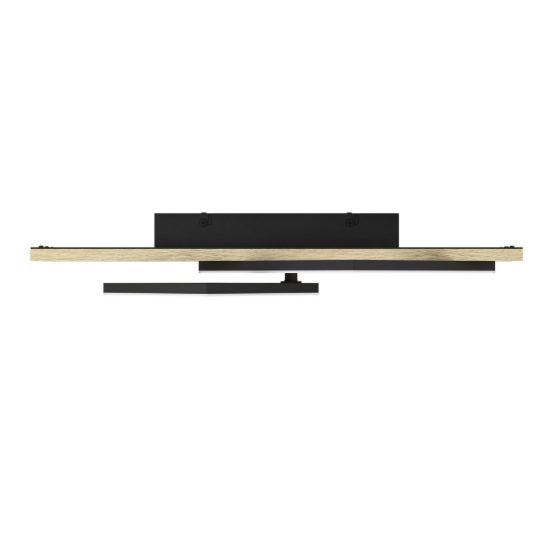 Eglo cembrano plafoniera led 15w 3000k 50cm per soggiorno moderna rettangolare nero e naturale