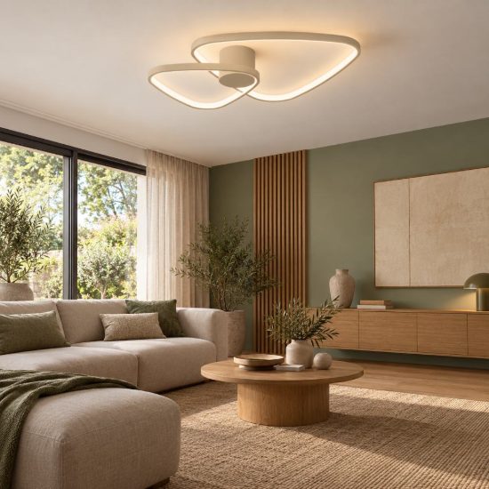 Eglo leporano plafoniera led 34w cct 2700k 6500k 60cm moderna triangolare sabbia