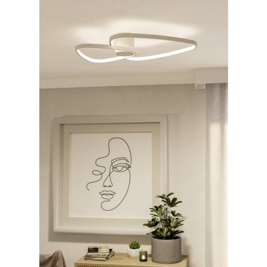 Eglo leporano plafoniera led 34w cct 2700k 6500k 60cm moderna triangolare sabbia