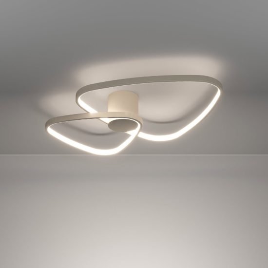 Eglo leporano plafoniera led 34w cct 2700k 6500k 60cm moderna triangolare sabbia