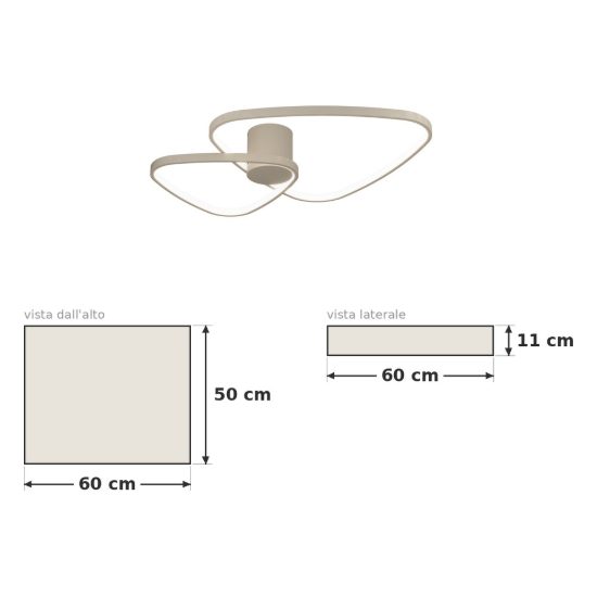 Eglo leporano plafoniera led 34w cct 2700k 6500k 60cm moderna triangolare sabbia