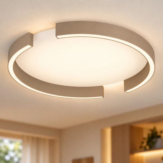 Eglo copertino plafoniera led 23w cct 2700k 6500k 45cm per camera da letto moderna sabbia e bianco