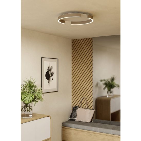 Eglo copertino plafoniera led 23w cct 2700k 6500k 45cm per camera da letto moderna sabbia e bianco