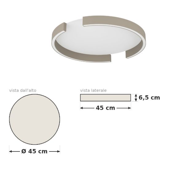 Eglo copertino plafoniera led 23w cct 2700k 6500k 45cm per camera da letto moderna sabbia e bianco