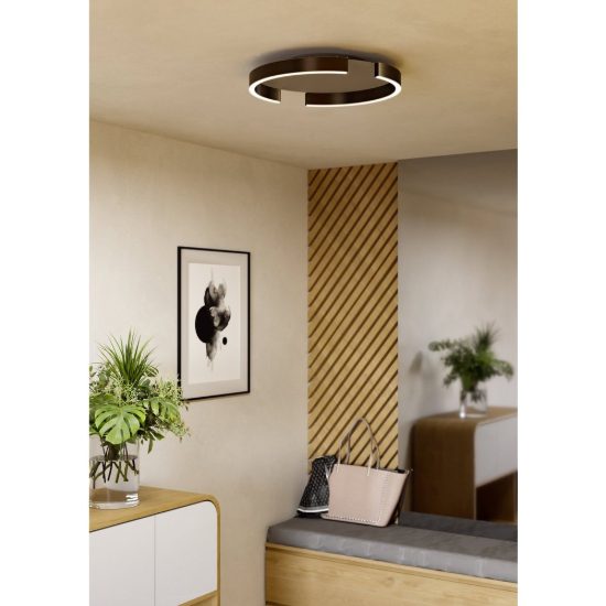 Eglo copertino plafoniera led 23w cct 2700k 6500k 45cm per camera da letto moderna bronzo scuro e sabbia