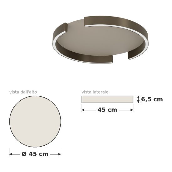 Eglo copertino plafoniera led 23w cct 2700k 6500k 45cm per camera da letto moderna bronzo scuro e sabbia