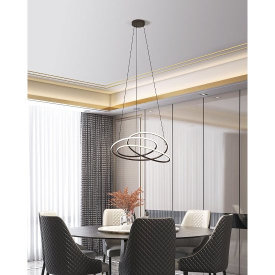 Eglo racale lampadario a sospensione led 27w cct 2700k 6500k 45cm per sala da pranzo moderno bronzo