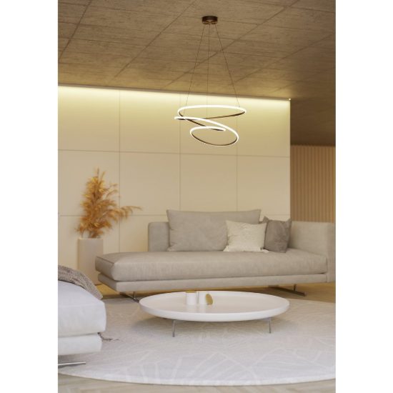 Eglo racale lampadario a sospensione led 27w cct 2700k 6500k 45cm per sala da pranzo moderno bronzo