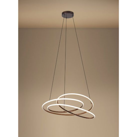 Eglo racale lampadario a sospensione led 27w cct 2700k 6500k 45cm per sala da pranzo moderno bronzo