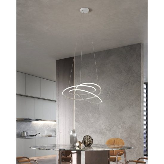 Eglo racale lampadario a sospensione led 27w cct 2700k 6500k 45cm per sala da pranzo moderno bianco