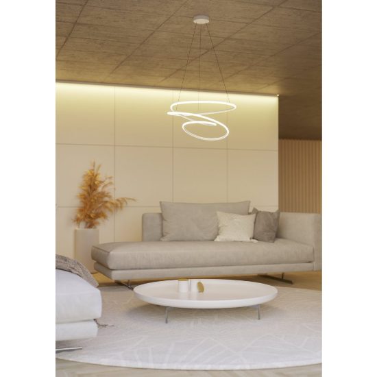 Eglo racale lampadario a sospensione led 27w cct 2700k 6500k 45cm per sala da pranzo moderno bianco