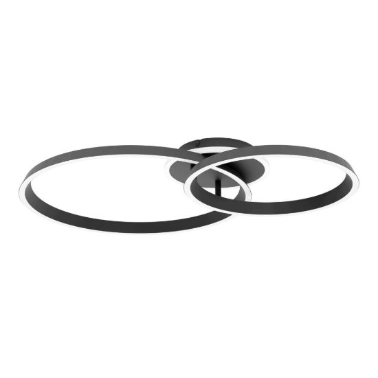 Eglo girifalco plafoniera led 30w cct 2700k 6500k 67cm per soggiorno moderna due anelli nera