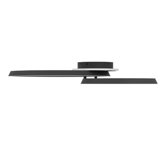 Eglo girifalco plafoniera led 30w cct 2700k 6500k 67cm per soggiorno moderna due anelli nera