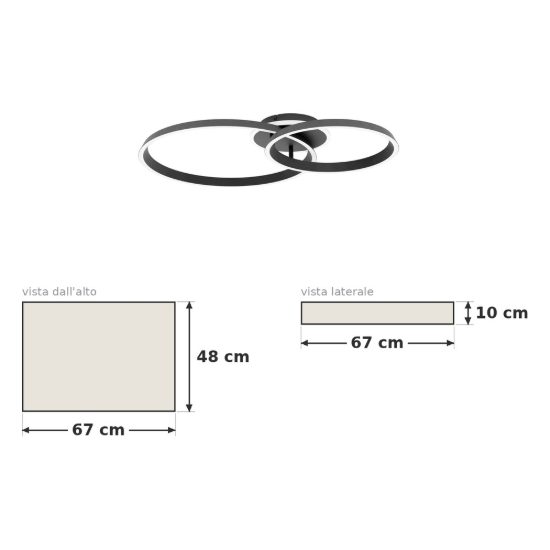 Eglo girifalco plafoniera led 30w cct 2700k 6500k 67cm per soggiorno moderna due anelli nera
