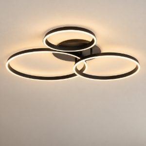 Eglo girifalco plafoniera led 40w cct 2700k 6500k 96cm per soggiorno moderna tre anelli nera