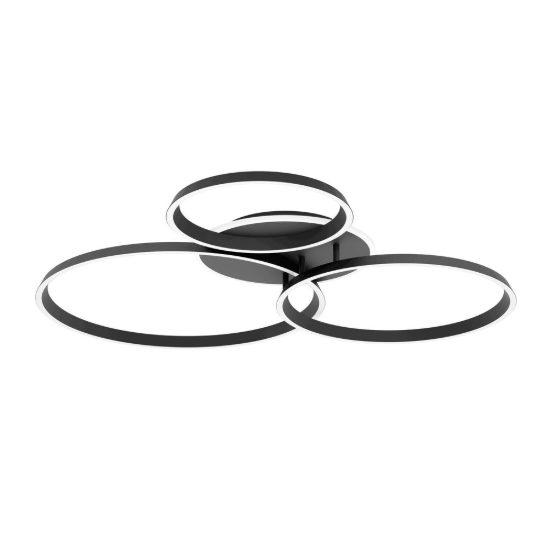 Eglo girifalco plafoniera led 40w cct 2700k 6500k 96cm per soggiorno moderna tre anelli nera