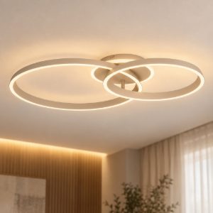 Eglo girifalco plafoniera led 30w cct 2700k 6500k 67cm per soggiorno moderna due anelli sabbia