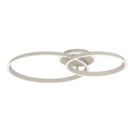 Eglo girifalco plafoniera led 30w cct 2700k 6500k 67cm per soggiorno moderna due anelli sabbia
