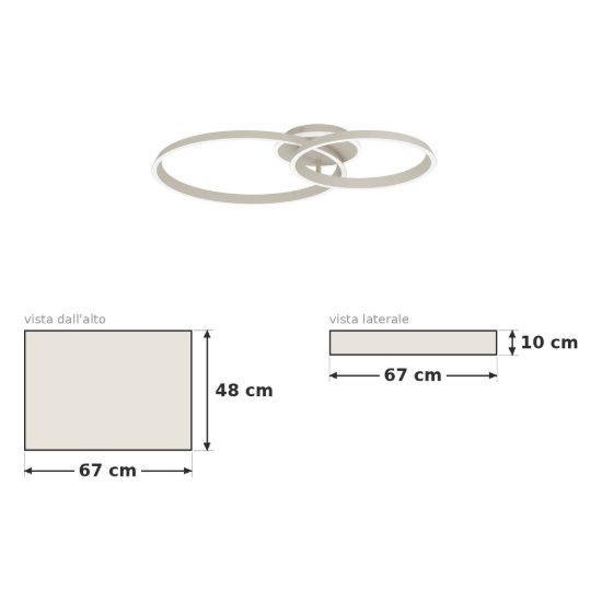 Eglo girifalco plafoniera led 30w cct 2700k 6500k 67cm per soggiorno moderna due anelli sabbia