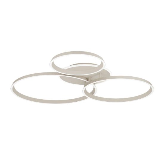 Eglo girifalco plafoniera led 40w cct 2700k 6500k 96cm per soggiorno moderna tre anelli sabbia