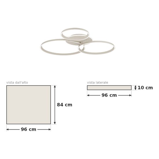 Eglo girifalco plafoniera led 40w cct 2700k 6500k 96cm per soggiorno moderna tre anelli sabbia