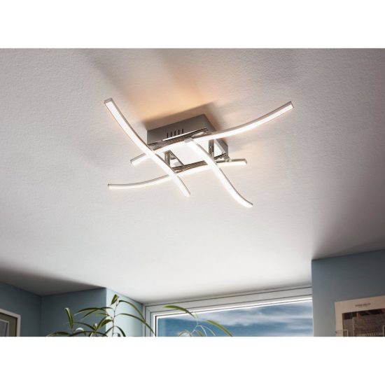 Eglo valmora plafoniera led 20,8w 3000k 56cm moderna quadrata cromata