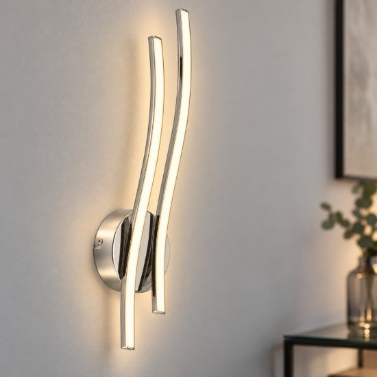 Eglo valmora applique led 10,4w 3000k 45cm moderna lineare cromata