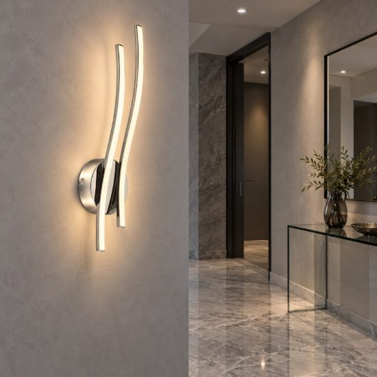 Eglo valmora applique led 10,4w 3000k 45cm moderna lineare cromata