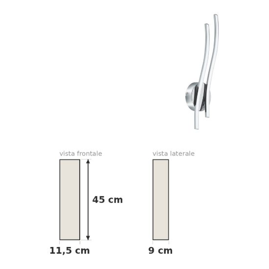 Eglo valmora applique led 10,4w 3000k 45cm moderna lineare cromata