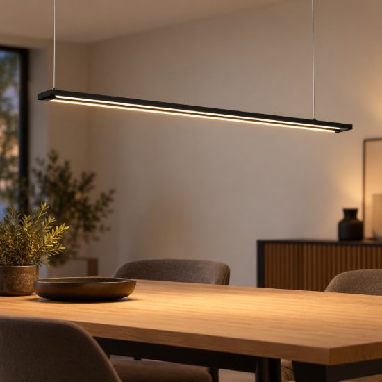 Eglo amontillado lampadario led 27w 3000k 116cm dimmerabile per sala da pranzo moderno nero