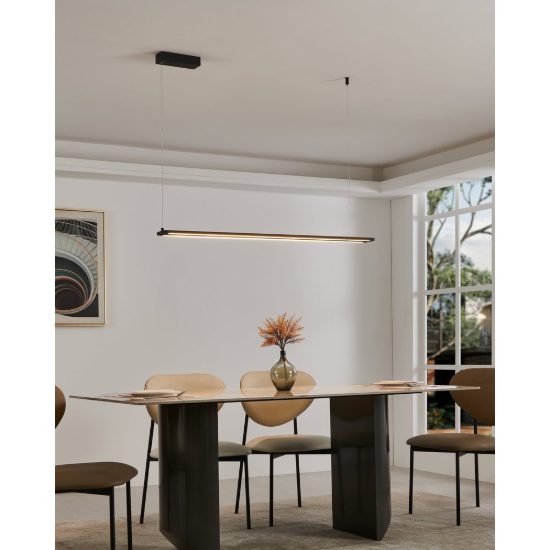 Eglo amontillado lampadario led 27w 3000k 116cm dimmerabile per sala da pranzo moderno nero
