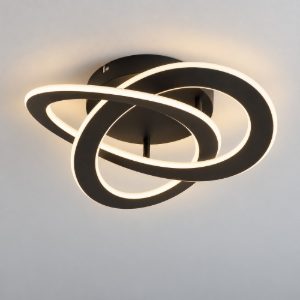 Eglo rolimare plafoniera led 35w 4000k 42cm moderna due anelli nera