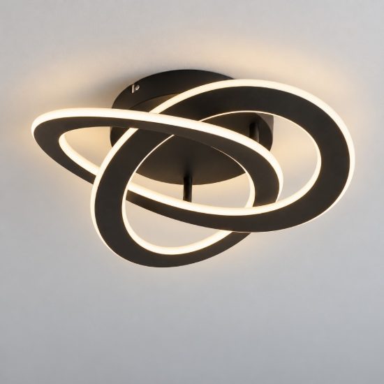 Eglo rolimare plafoniera led 35w 4000k 42cm moderna due anelli nera