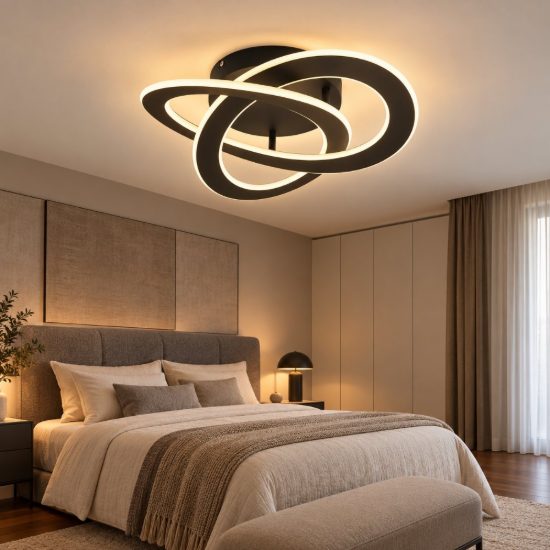 Eglo rolimare plafoniera led 35w 4000k 42cm moderna due anelli nera