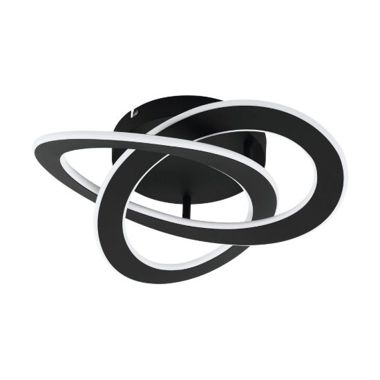 Eglo rolimare plafoniera led 35w 4000k 42cm moderna due anelli nera