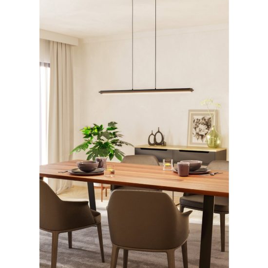 Eglo cambulos lampadario led 34w 3000k 93,5cm dimmerabile per sala da pranzo moderno nero