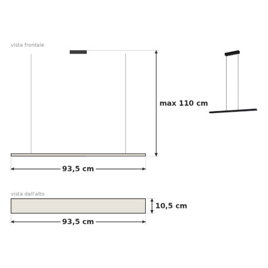 Eglo cambulos lampadario led 34w 3000k 93,5cm dimmerabile per sala da pranzo moderno nero