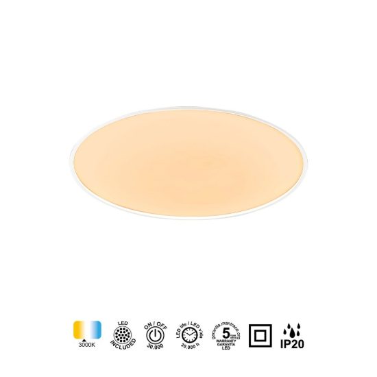 Plafoniera rotonda led 16w 3000k 25cm moderna bianca