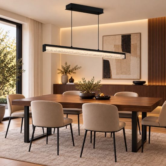 Eglo cardito 1 lampadario led 36w cct 2700k 5000k 100cm per sala da pranzo moderno con cristalli nero