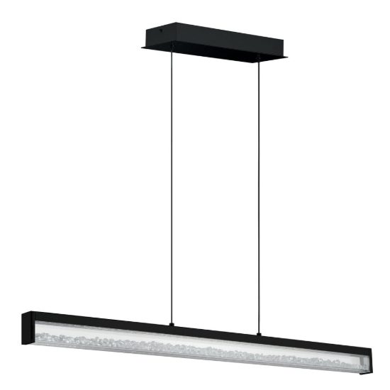 Eglo cardito 1 lampadario led 36w cct 2700k 5000k 100cm per sala da pranzo moderno con cristalli nero