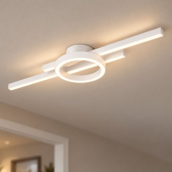 Eglo amandolo plafoniera led 23,5w rgb 2700k 6500k 77,5cm con telecomando per cucina moderna bianca
