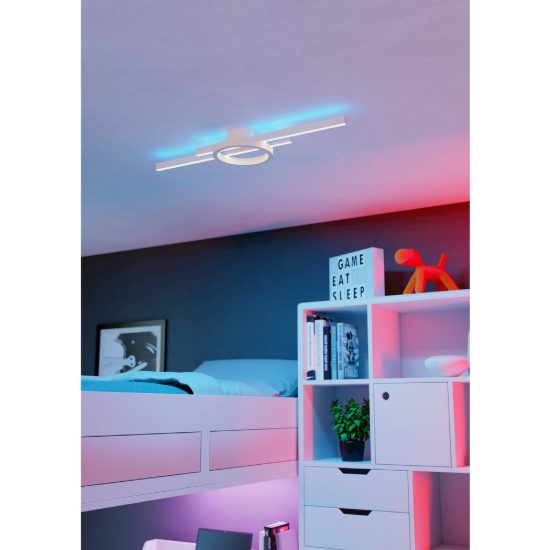 Eglo amandolo plafoniera led 23,5w rgb 2700k 6500k 77,5cm con telecomando per cucina moderna bianca