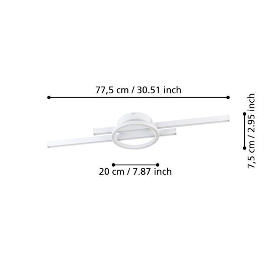 Eglo amandolo plafoniera led 23,5w rgb 2700k 6500k 77,5cm con telecomando per cucina moderna bianca