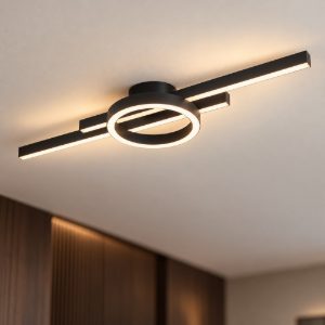 Eglo amandolo plafoniera led 23,5w rgb 2700k 6500k 77,5cm con telecomando per cucina moderna nera