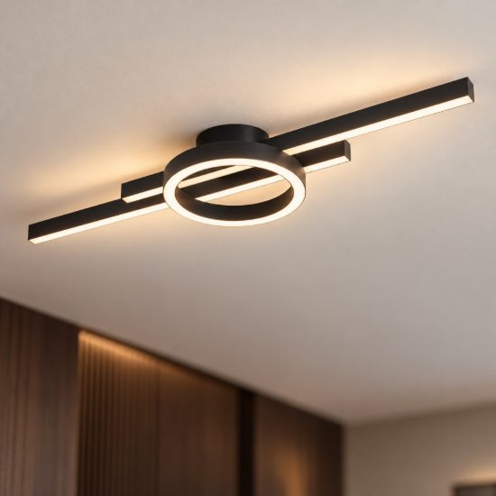 Eglo amandolo plafoniera led 23,5w rgb 2700k 6500k 77,5cm con telecomando per cucina moderna nera