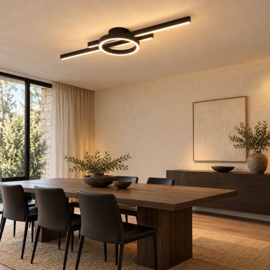 Eglo amandolo plafoniera led 23,5w rgb 2700k 6500k 77,5cm con telecomando per cucina moderna nera
