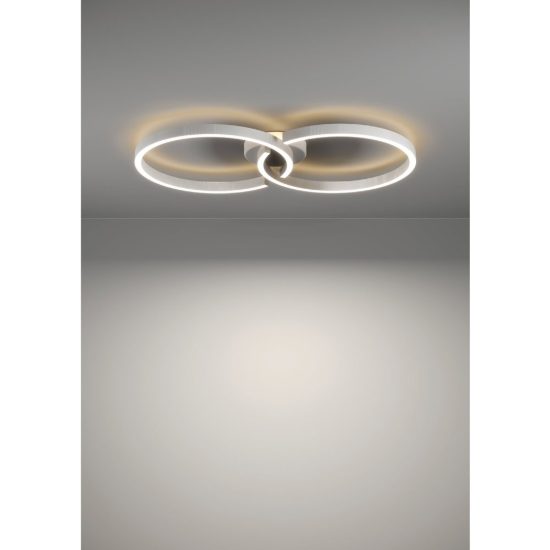 Eglo amandolo plafoniera led 19,5w rgb 2700k 6500k 67,5cm con telecomando per soggiorno moderna due anelli bianca