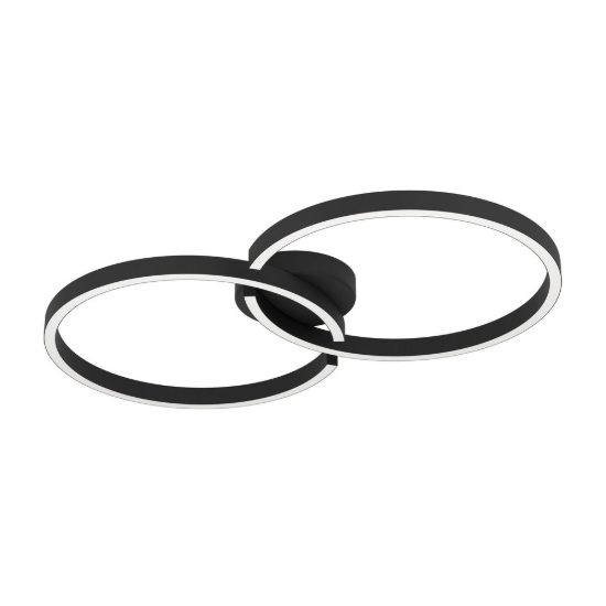 Eglo amandolo plafoniera led 19,5w rgb 2700k 6500k 67,5cm con telecomando per soggiorno moderna due anelli nera