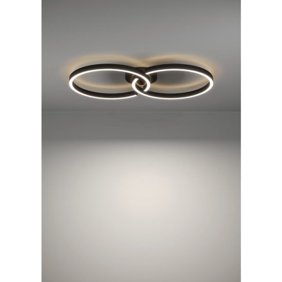 Eglo amandolo plafoniera led 19,5w rgb 2700k 6500k 67,5cm con telecomando per soggiorno moderna due anelli nera